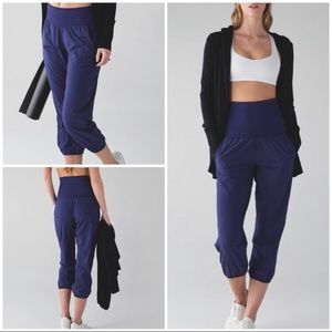 Lululemon Hero Blue Om foldover yoga pants